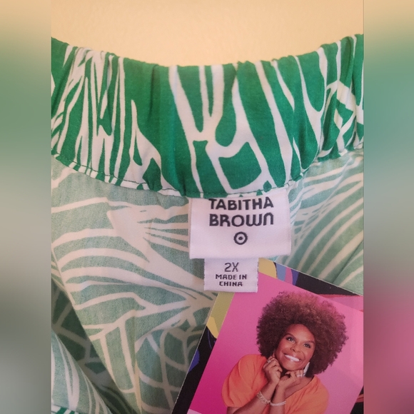Tabitha Brown Maxi skirt green tropical print size 2x - Picture 3 of 4